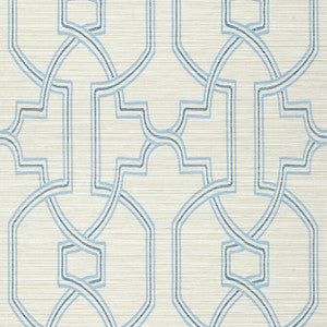 Promenade Cream and Blue T277 by Thibaut Designer Wallpaper
