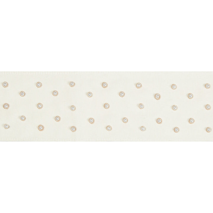 Pearl Dots Pearl by Kravet Design Designer Trim BRAIDS BANDS & BORDERS COTTON - 72%;PLASTIC - 28% India Horizontal: and Vertical: 2.75 - Swanky Fabrics -