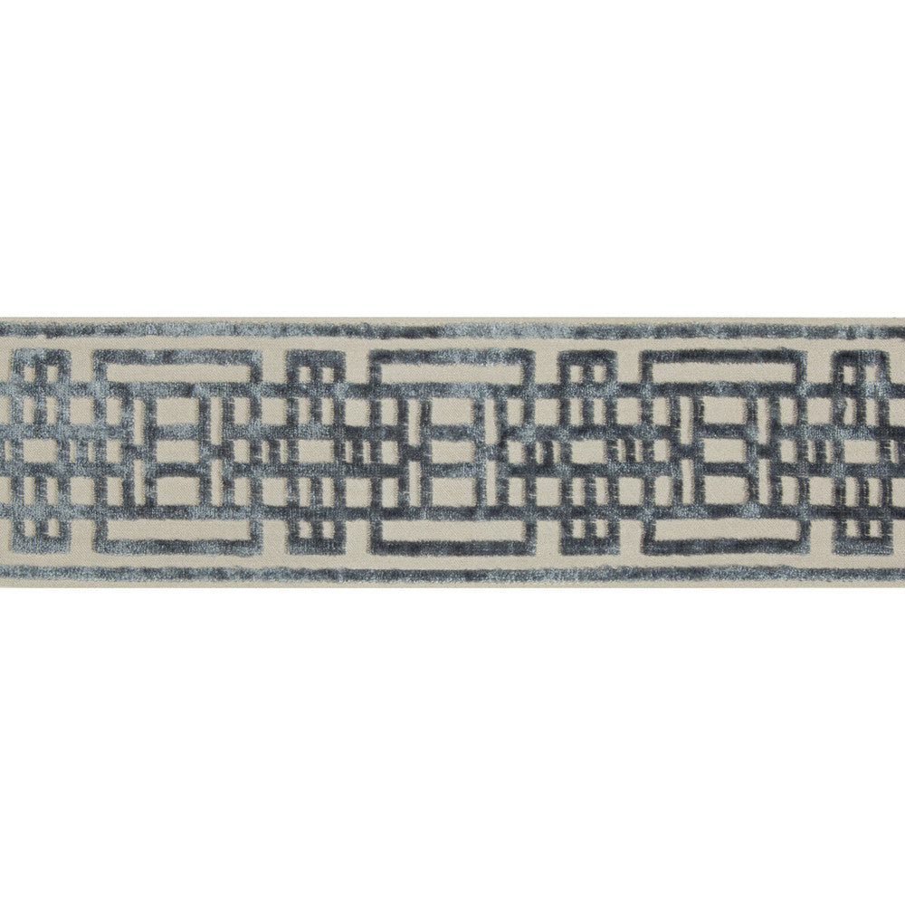 Circuit Border Slate by Kravet Design Designer Trim BRAIDS BANDS & BORDERS COTTON - 56%;VISCOSE - 44% India Horizontal: and Vertical: 3.5 - Swanky Fabrics -