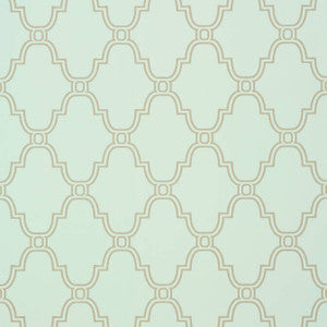 Stanbury Trellis Linen on Aqua T35120 by Thibaut Designer Wallpaper