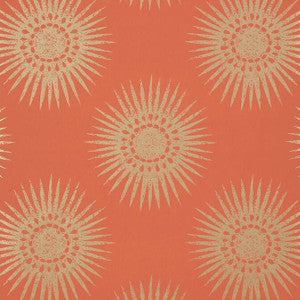 Bahia Metallic Gold on Coral T35146 by Thibaut Designer Wallpaper
