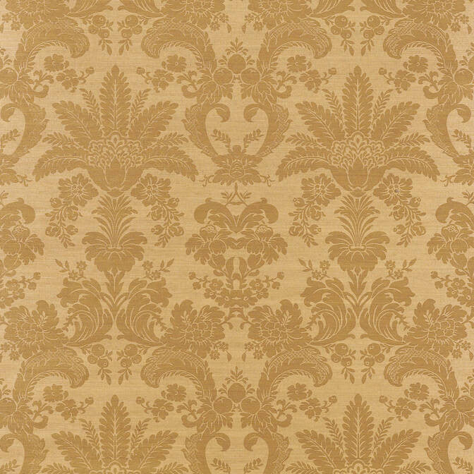 West Indies Damask Metallic Gold on Camel T3630 by Thibaut Wallpaper Thibaut Wallpaper West Indies Damask Metallic Gold on Camel T3630Wallpaper Grasscloth Resource 2 Printed Sisal CHINA </p><p>Repeat: V: 24 36 - Fabric Carolina -