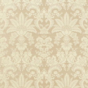 West Indies Damask Cream on Beige T3632 by Thibaut Designer Wallpaper