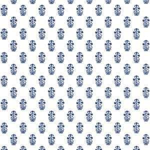 Corwin Navy on White T36400 by Thibaut Designer Wallpaper