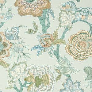 Indienne Jacobean Seaglass and Gold T36417 by Thibaut Designer Wallpaper