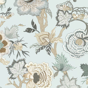 Indienne Jacobean Robin's Egg T36420 by Thibaut Designer Wallpaper