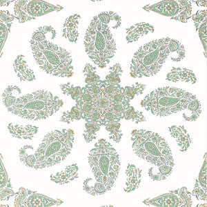 East India Green and White T36442 by Thibaut Designer Wallpaper