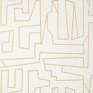 Matrix Metallic Gold on Beige T41029 by Thibaut Designer Wallpaper