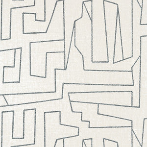 Matrix Black on Beige T41030 by Thibaut Designer Wallpaper