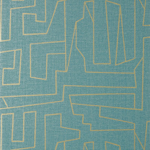 Matrix Metallic Gold and Teal T41032 by Thibaut Designer Wallpaper
