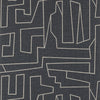 Matrix Off White on Black T41033 by Thibaut Designer Wallpaper