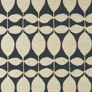 Lola Metallic Gold on Black T41047 by Thibaut Designer Wallpaper