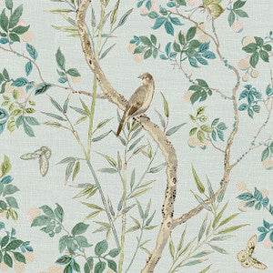 Claire Spa Blue T42010 by Thibaut Designer Wallpaper