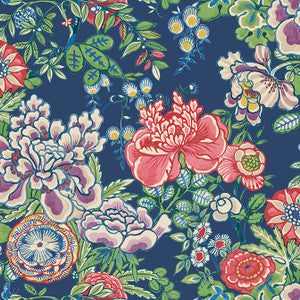 Peony Garden Navy T42015 by Thibaut Designer Wallpaper
