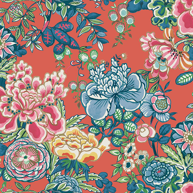 Peony Garden Coral T42018 by Thibaut Wallpaper Thibaut Wallpaper Peony Garden Coral T42018Wallpaper Sojourn Non Woven Wallpaper UNITED STATES </p><p>Repeat: V: 27.25 27 - Fabric Carolina -
