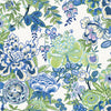 Peony Garden Blue and Green T42021 by Thibaut Designer Wallpaper