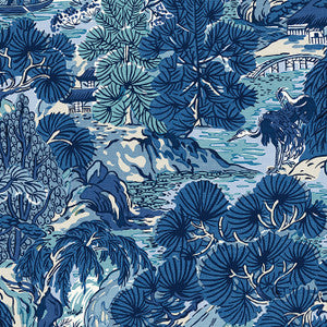 Pagoda Trees Blues T42023 by Thibaut Designer Wallpaper