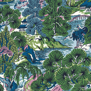 Pagoda Trees Lavender and Blue T42024 by Thibaut Designer Wallpaper