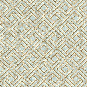 French Lattice Blue and Beige T42046 by Thibaut Designer Wallpaper
