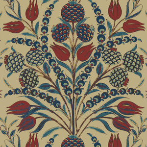 Corneila Red and Teal T72601 by Thibaut Designer Wallpaper