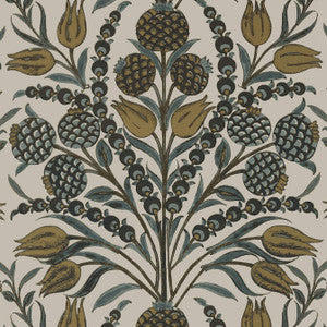 Corneila Grey and Gold T72604 by Thibaut Designer Wallpaper