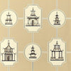 ORIENTAL TOILE Black on Taupe T7330 by Thibaut Designer Wallpaper
