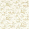 PETITE TOILE Beige on White T7347 by Thibaut Designer Wallpaper