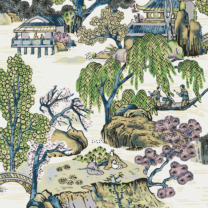Asian Scenic Purple and Blue T75459 by Thibaut Wallpaper Thibaut Wallpaper Asian Scenic Purple and Blue T75459Wallpaper Dynasty Wallpaper U.S.A. </p><p>Repeat: V: 36 27 - Fabric Carolina -