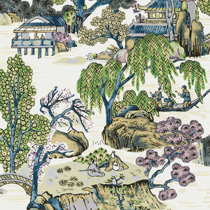 Asian Scenic Purple and Blue T75459 by Thibaut Designer Wallpaper