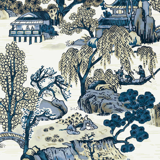 Asian Scenic Blue and Beige T75461 by Thibaut Wallpaper Thibaut Wallpaper Asian Scenic Blue and Beige T75461Wallpaper Dynasty Wallpaper U.S.A. </p><p>Repeat: V: 36 27 - Fabric Carolina -
