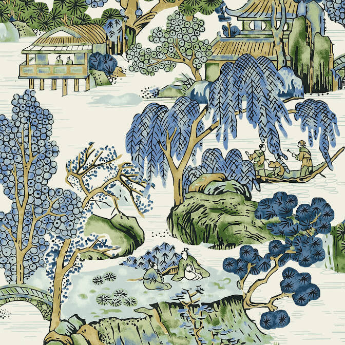 Asian Scenic Blue and Green T75462 by Thibaut Wallpaper Thibaut Wallpaper Asian Scenic Blue and Green T75462Wallpaper Dynasty Wallpaper U.S.A. </p><p>Repeat: V: 36 27 - Fabric Carolina -