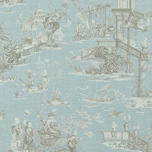 Cheng Toile Robin's Egg T75468 by Thibaut Designer Wallpaper