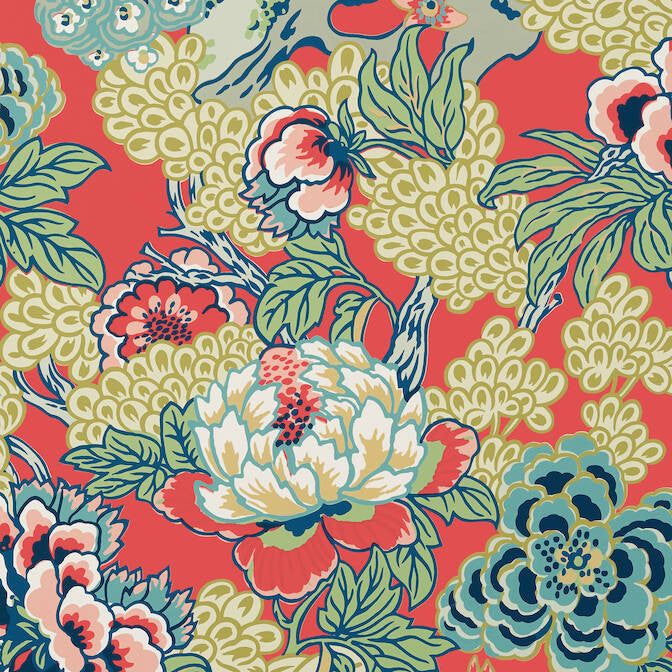 Honshu Coral and Green T75490 by Thibaut Wallpaper Thibaut Wallpaper Honshu Coral and Green T75490Wallpaper Dynasty Wallpaper U.S.A. </p><p>Repeat: V: 36 27 - Fabric Carolina -