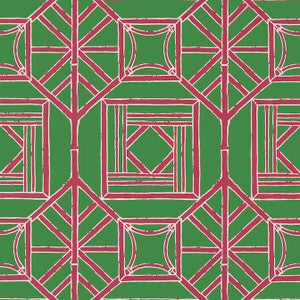 Shoji Panel Green and Pink T75517 by Thibaut Designer Wallpaper