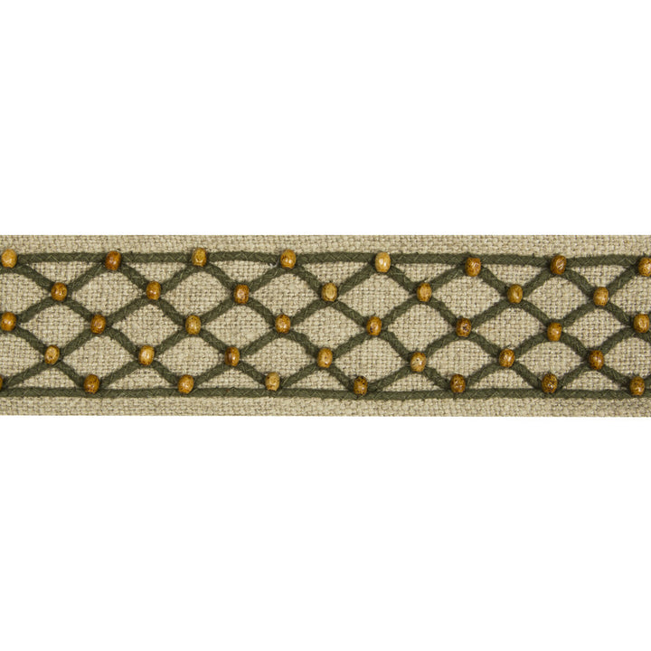 Le Boise Tape Green by Brunschwig & Fils Trim Brunschwig & Fils Trim Le Boise Tape GreenTrim LES ENSEMBLIERS LINEN - 70%;COTTON - 20%;WOOD - 8%;POLYESTER - 2% India </p><p>Repeat: H: 0, V: 1 2.25 - Fabric Carolina -