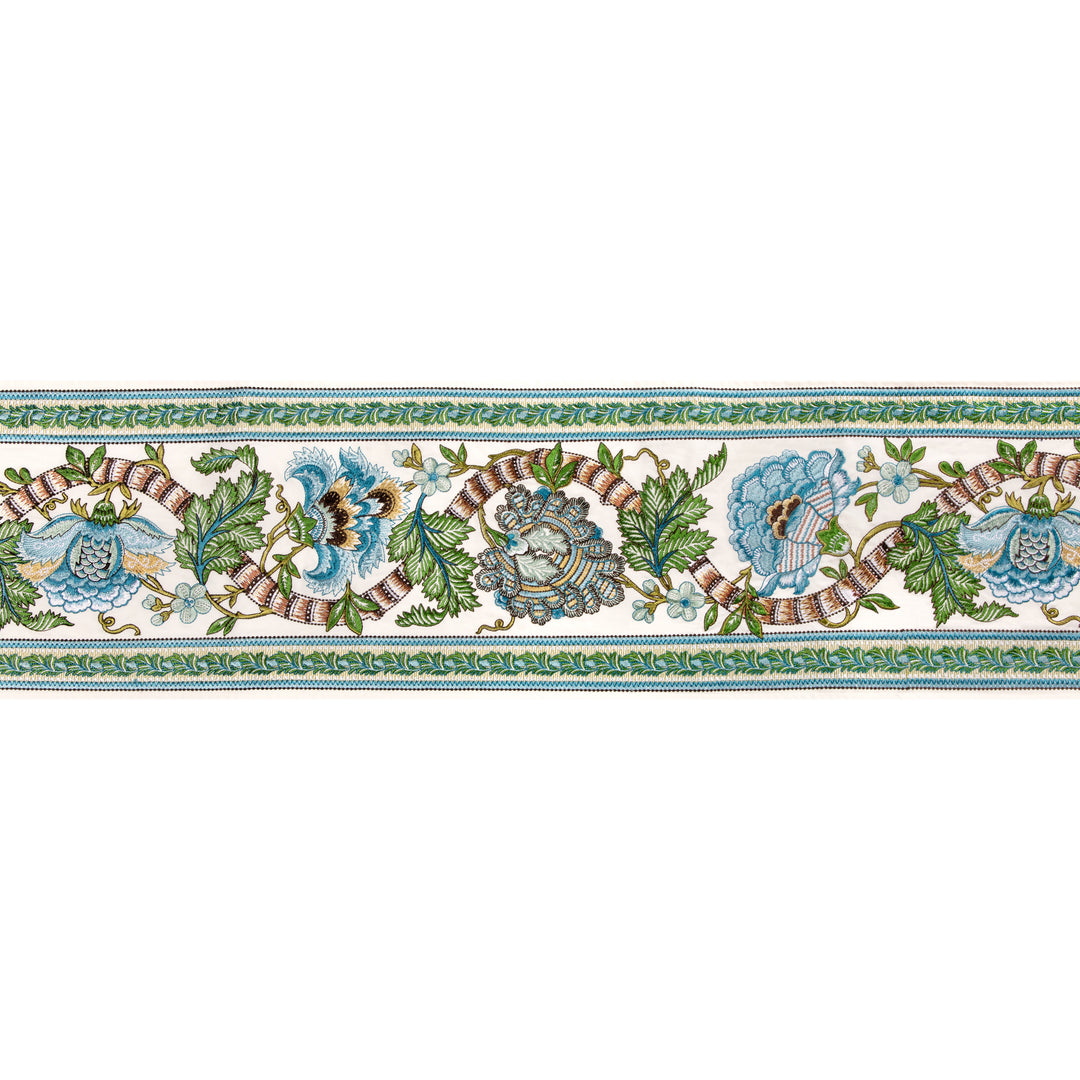 Lauris Border - Aqua/Leaf T8024102.335.0 by Brunschwig & Fils Designer Trim