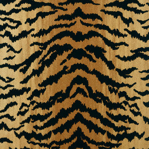 Tiger Flock Camel and Black T83062 by Thibaut Designer Wallpaper