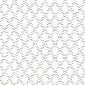 Bonaire Navy on White T88754 by Thibaut Designer Wallpaper