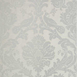 Passaro Damask Metallic Silver on Grey T89140 by Thibaut Designer Wallpaper