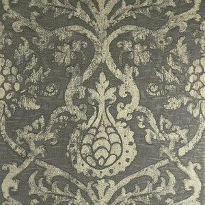 Pravata Damask Smoke on Foil T89177 by Thibaut Designer Wallpaper