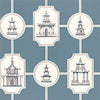 ORIENTAL TOILE Blue T9748 by Thibaut Designer Wallpaper