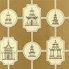 ORIENTAL TOILE Black on Metallic T9750 by Thibaut Designer Wallpaper