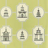 ORIENTAL TOILE Black on Apple T9751 by Thibaut Designer Wallpaper