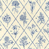 POSY Blue on Cream T9760 by Thibaut Designer Wallpaper