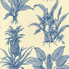 TROPICAL TOILE Blue on Cream T9799 by Thibaut Designer Wallpaper