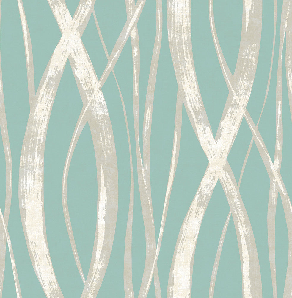 Barbados Turquoise, Metallic Silver, and White TA21104 by Seabrook Designs Designer Wallpaper