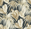 Dominica Black, Metallic Gold, Camel, and White TA21600 by Seabrook Designs Designer Wallpaper
