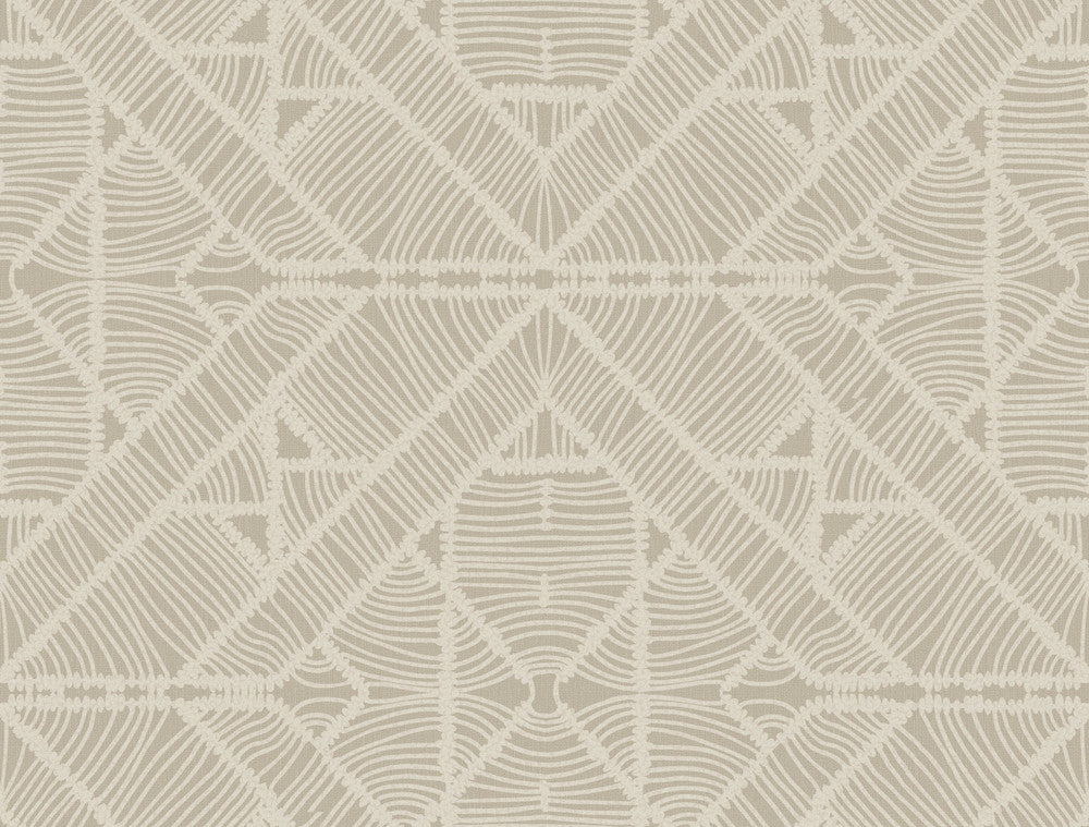 Diamond Macrame Taupe Wallpaper by York Wallcoverings Designer Tropics Resource Library Covers about 60.8 square feet 27-in by 27-ft long roll Prepasted 20.5 - Swanky Fabrics -