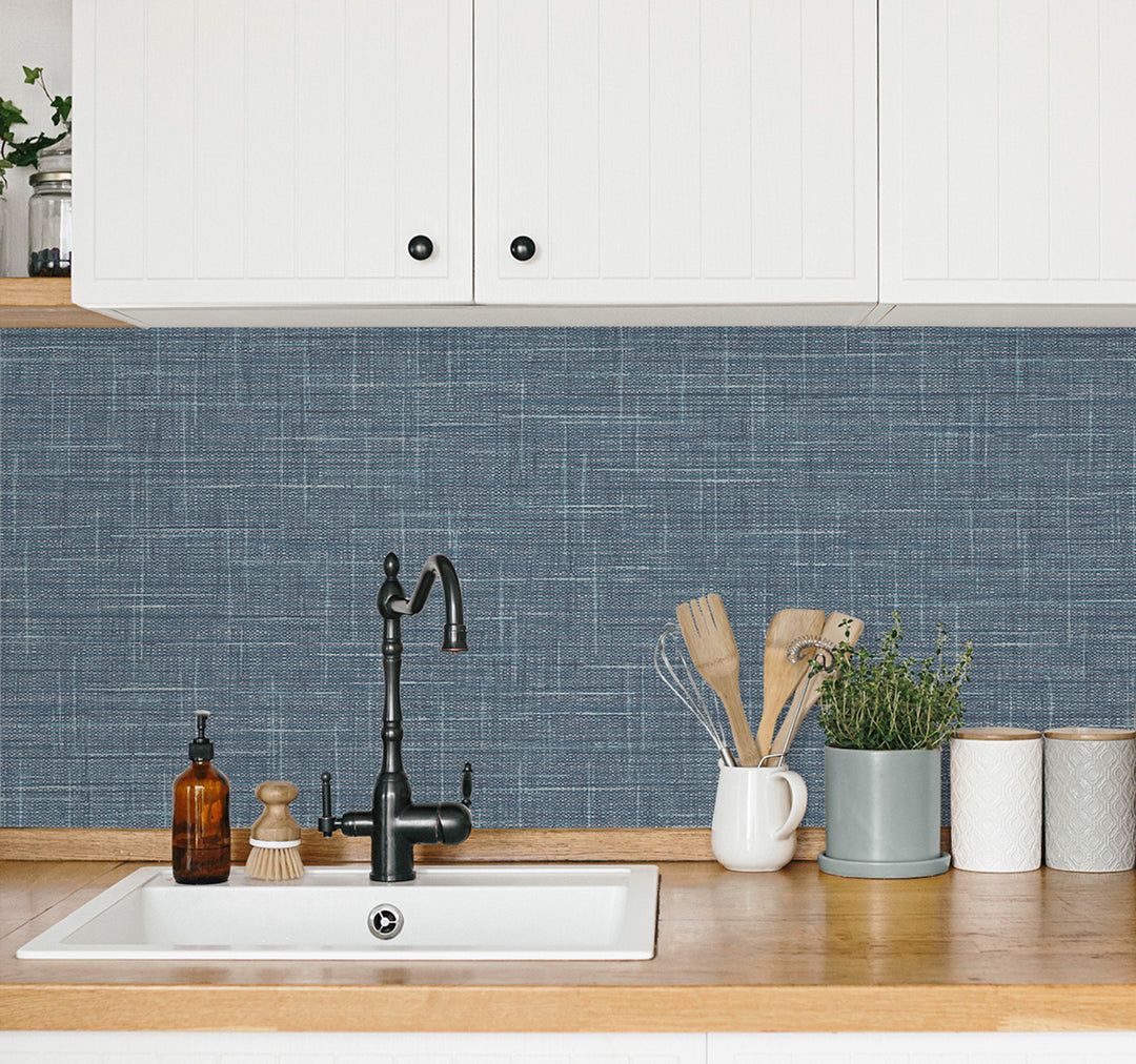 Grasmere Weave Faded Cobalt TG60136 by DuPont Designer Wallpaper