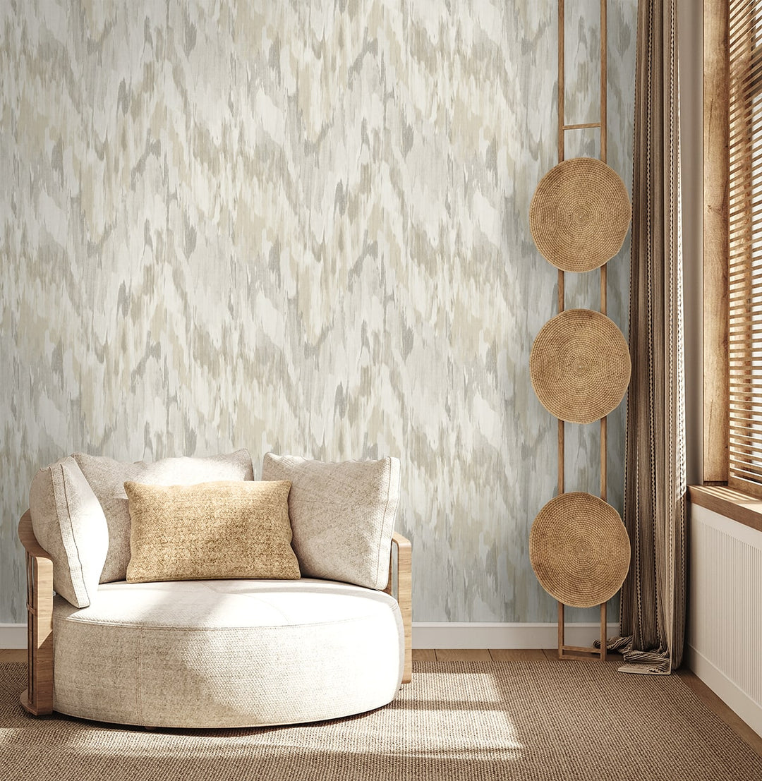 Bowdon Watercolor Stringcloth Wool TH92407 by Seabrook Designs Designer Wallpaper